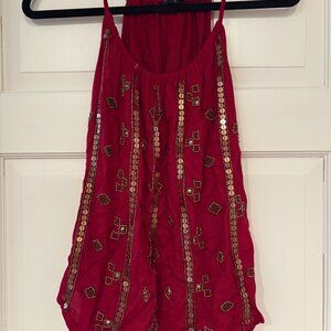 Red, beaded top Lucky Brand. Size M